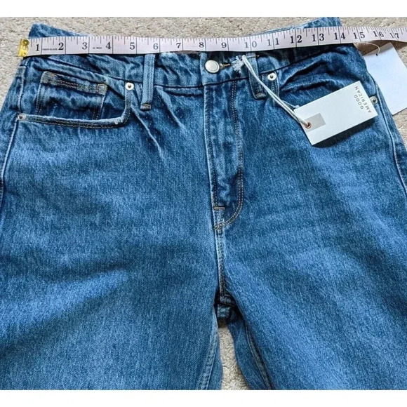 Good American Good 90s Ripped Slim Fit Straight Leg Jeans in Indigo016 Size 28 - Picture 10 of 16